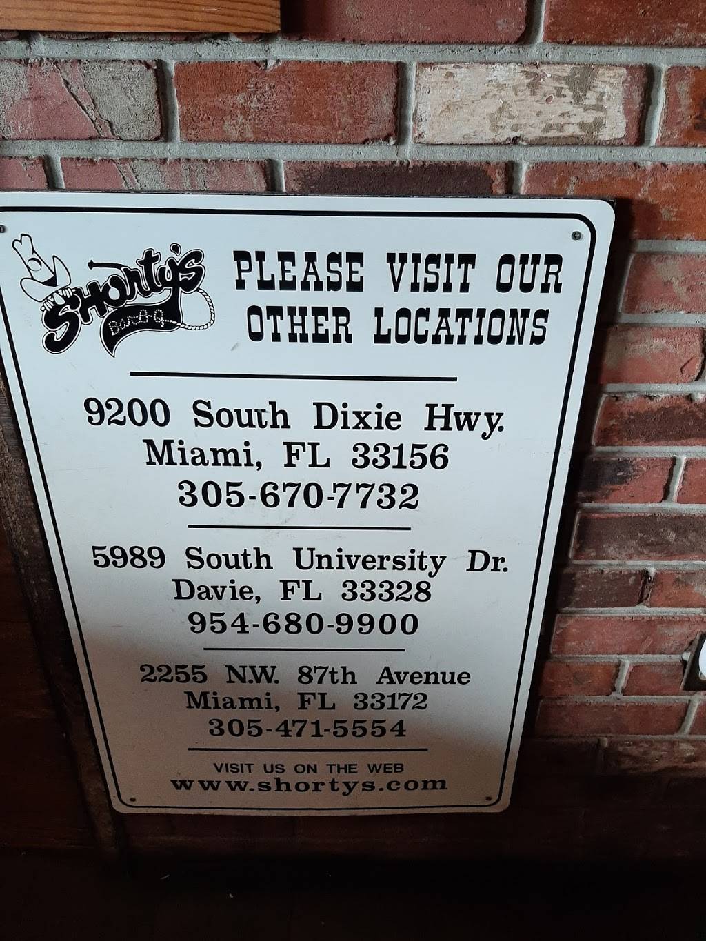 Shortys Bar-B-Q | 11575 SW 40th St, Miami, FL 33165, USA | Phone: (305) 227-3196