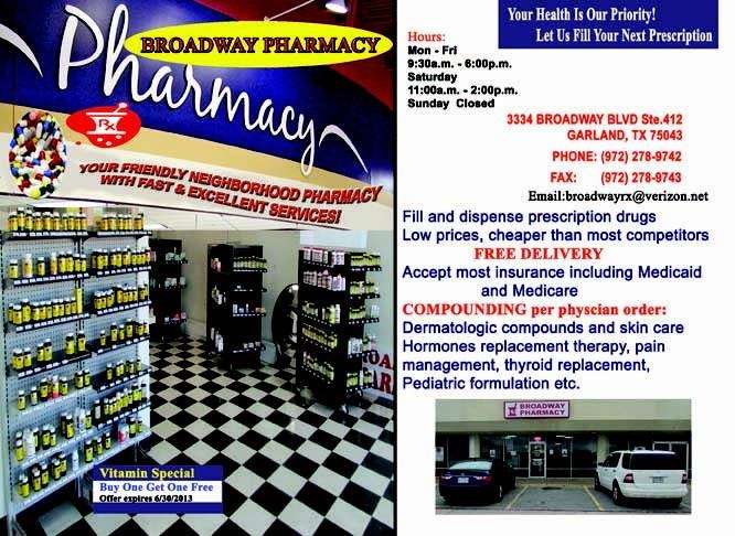 Broadway Pharmacy LLC | 3334 Broadway Blvd, Garland, TX 75043, USA | Phone: (972) 278-9742