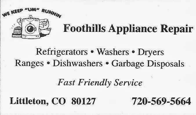 Foothills Appliance Repair | 5022 S Miller Ct, Littleton, CO 80127, USA | Phone: (720) 569-5664