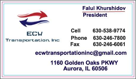 ECW Transportation INC | 1160 Golden Oaks Pkwy, Aurora, IL 60506, USA | Phone: (630) 538-9774