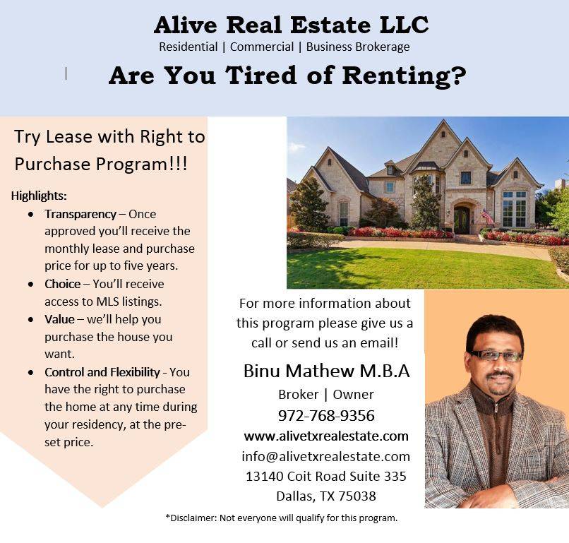 Alive Real Estate LLC | 1485 Richardson Dr Suite 110, Richardson, TX 75080, USA | Phone: (972) 768-9356