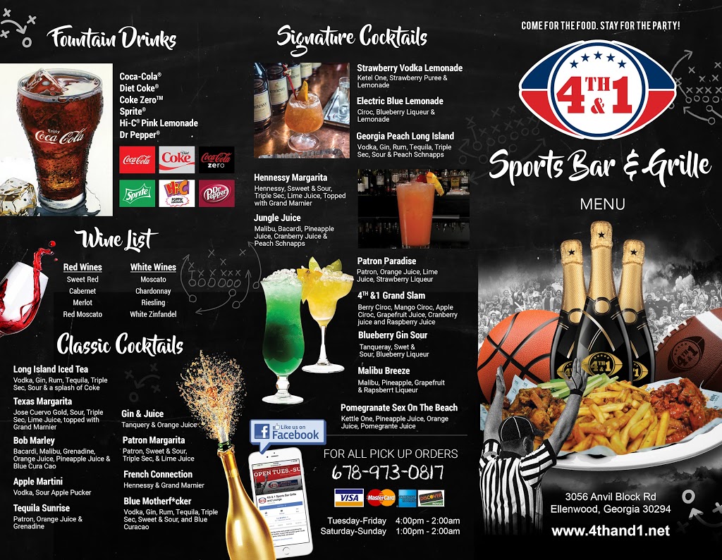 4th & 1 Sports Bar Grille & Lounge | 3056 Anvilblock Rd, Ellenwood, GA 30294, USA | Phone: (678) 973-0817