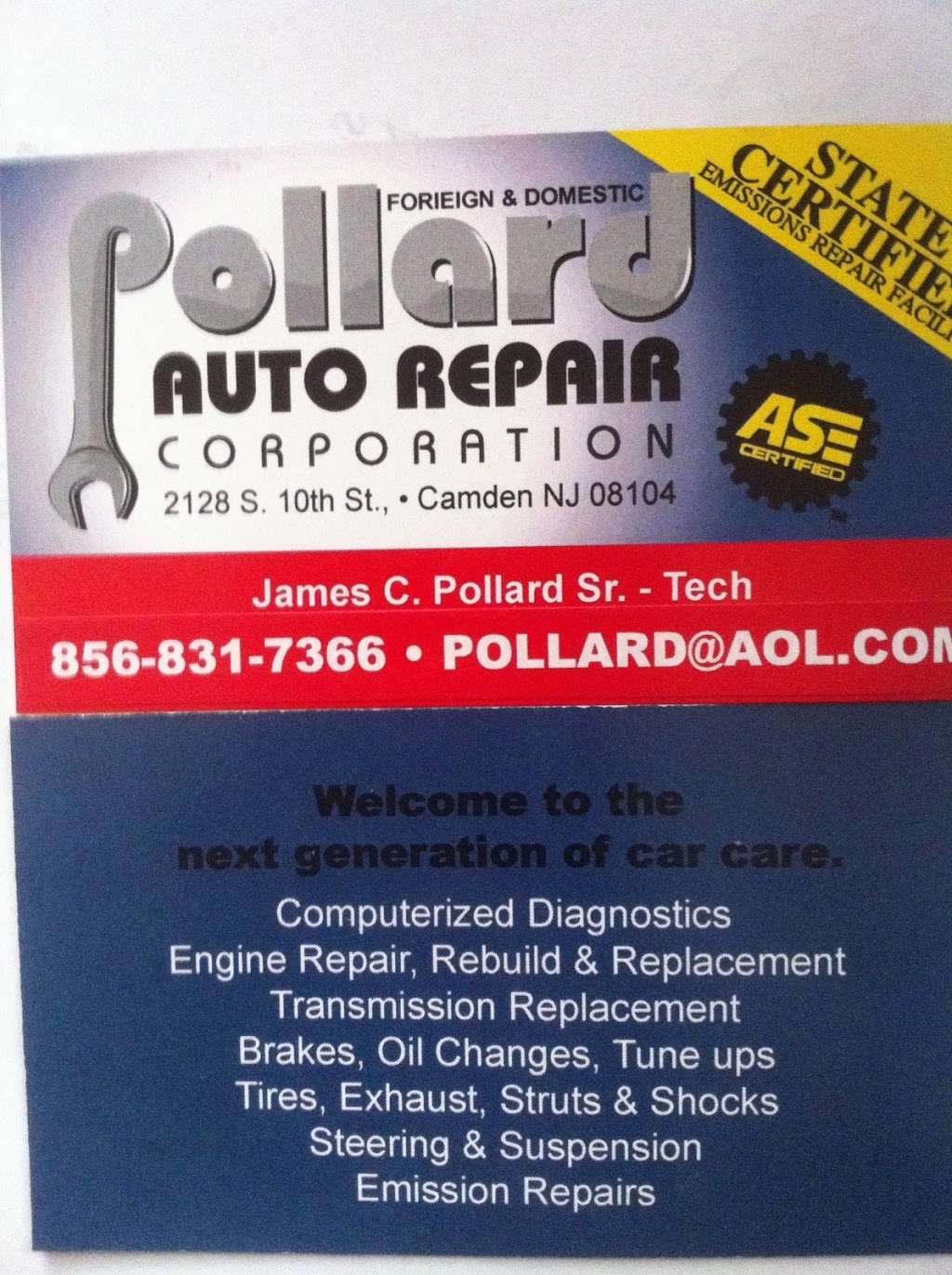 Pollard Auto Repair Corp. | 2137 Mulford St, Camden, NJ 08104, USA | Phone: (856) 831-7366