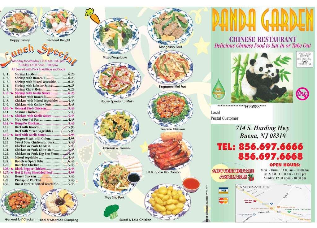 Panda Garden | 714 S Harding Hwy, Buena, NJ 08310, USA | Phone: (856) 697-6666