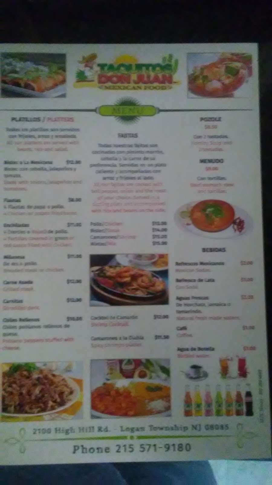 Taquitos Don Juan | 2100 High Hill Rd, Logan Township, NJ 08085, USA | Phone: (215) 571-9180