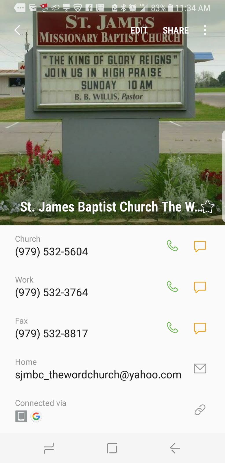 St James Baptist Church | 815 Mattie St, Wharton, TX 77488, USA | Phone: (979) 532-5604