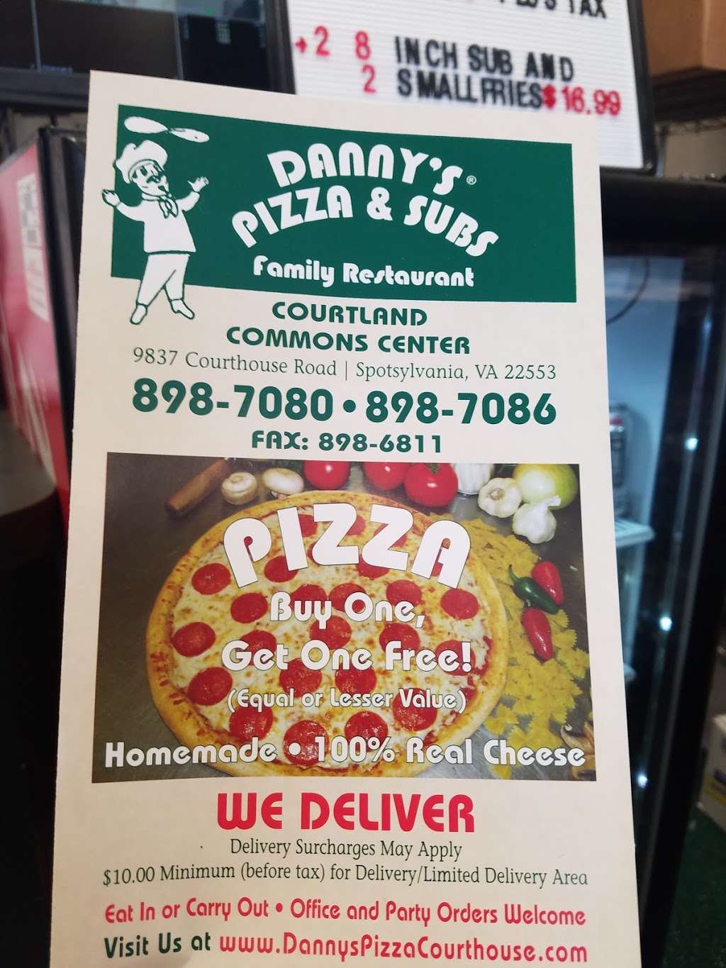 Dannys Pizza | 9837 Courthouse Rd, Spotsylvania Courthouse, VA 22553 | Phone: (540) 898-7080