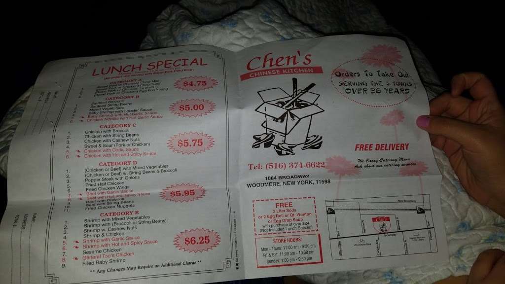 Chens Chinese Kitchen | 1084 Broadway, Woodmere, NY 11598, USA | Phone: (516) 374-6622