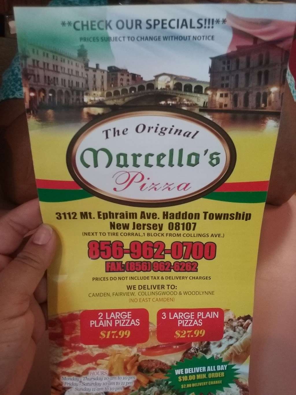 Marcello Pizza & Italian | 3112 Mt Ephraim Ave, Haddon Township, NJ 08104, USA | Phone: (856) 962-0700