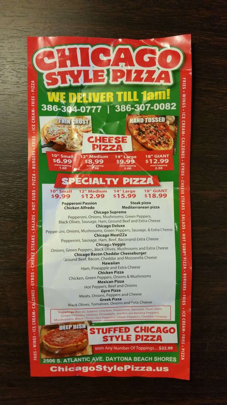 Chicago Pizza & Italian Beef | 2506 S Atlantic Ave, Daytona Beach Shores, FL 32118, USA | Phone: (386) 307-0082