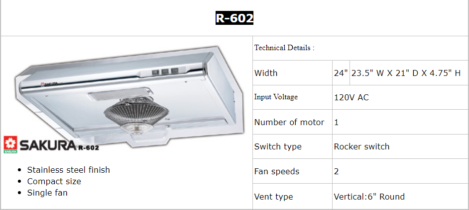 樱花牌抽油烟机 Sakura Rangehood H. A. C. United Trading Inc | 716 149th St, Whitestone, NY 11357, USA | Phone: (718) 747-6888