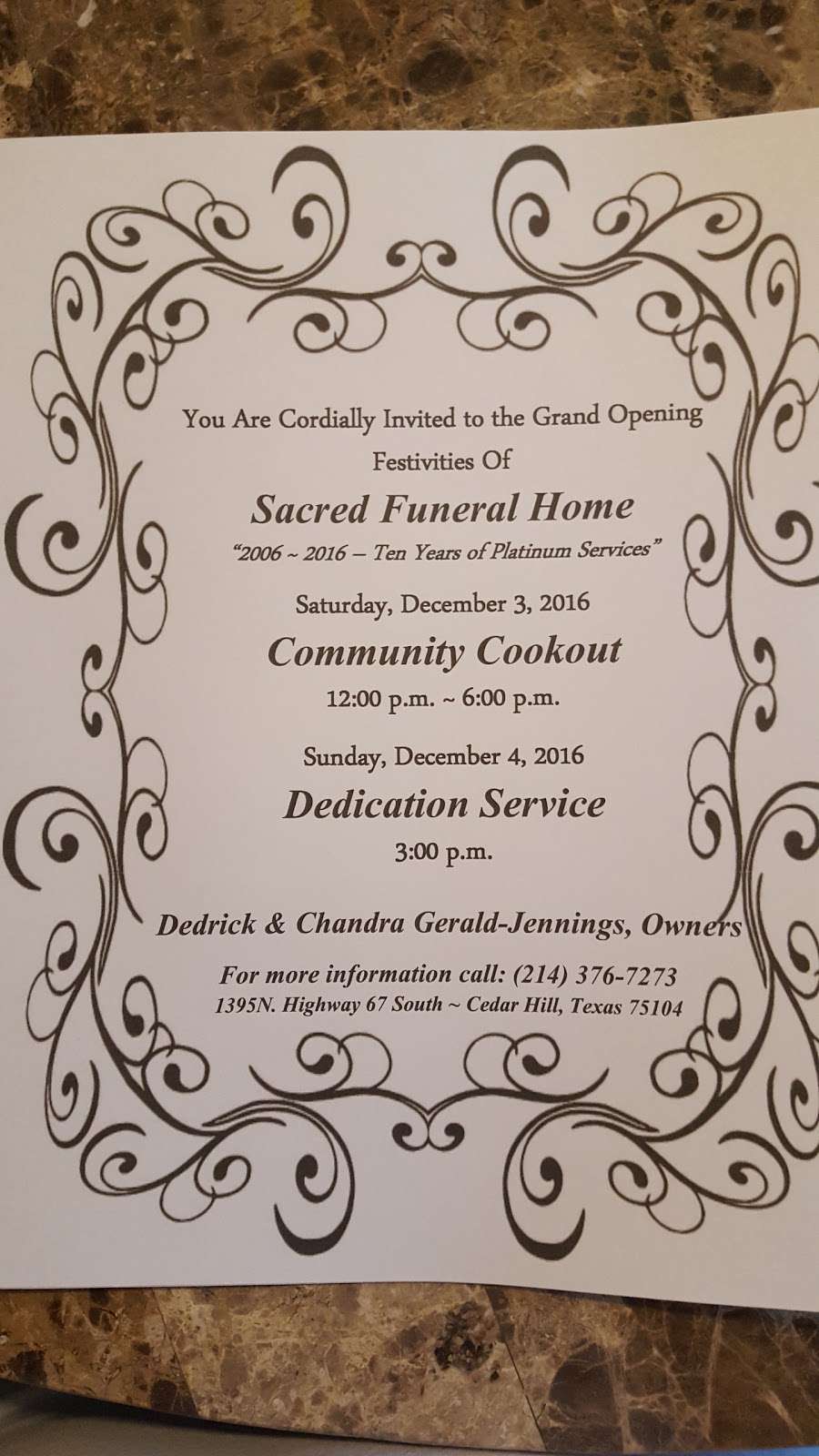 Sacred Funeral Home | 1395 N Hwy 67, Cedar Hill, TX 75104, USA | Phone: (214) 376-7273