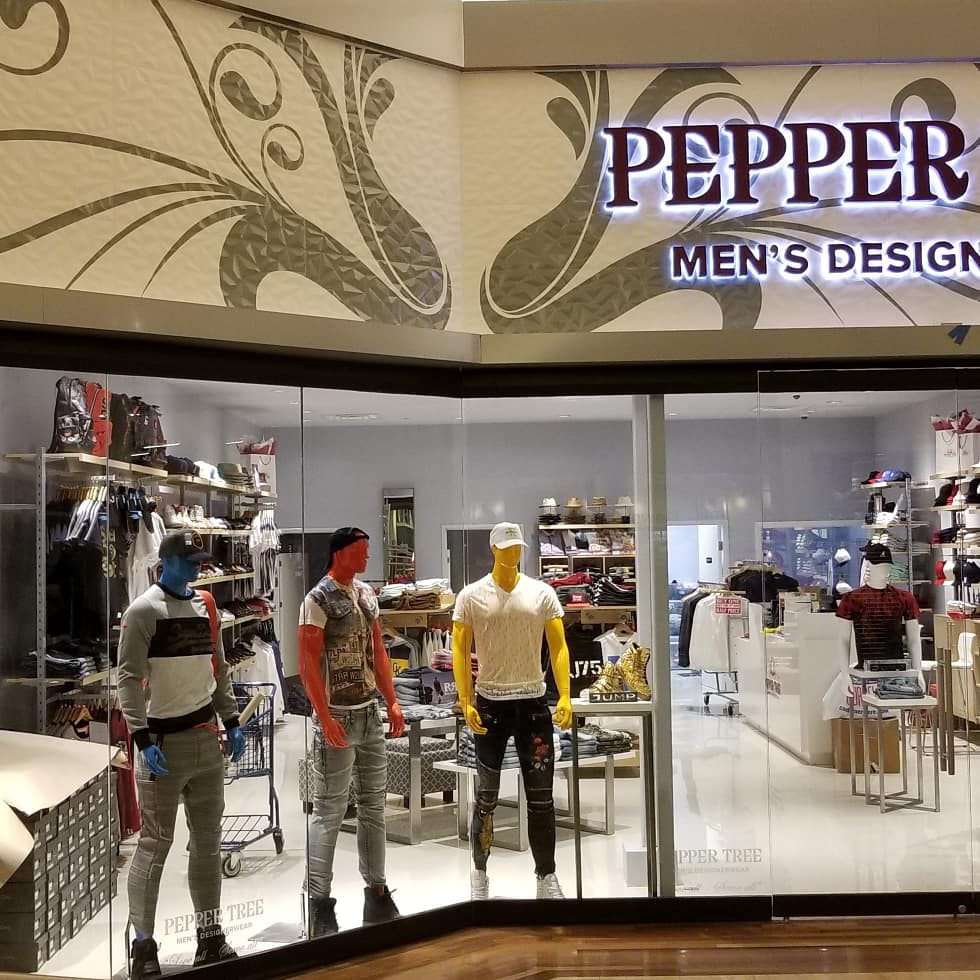 Pepper Tree mens designerwear | Grapevine Mills Mall, Suite 411, Entrance 4, 3000 Grapevine Mills Pkwy, Grapevine, TX 76051, USA | Phone: (214) 285-8733