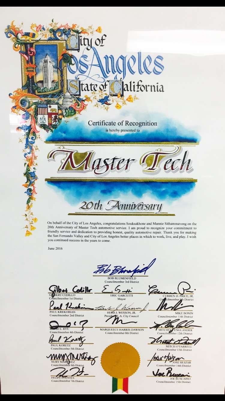 Master Tech | 15455 Chatsworth St, Mission Hills, CA 91345, USA | Phone: (818) 894-8095