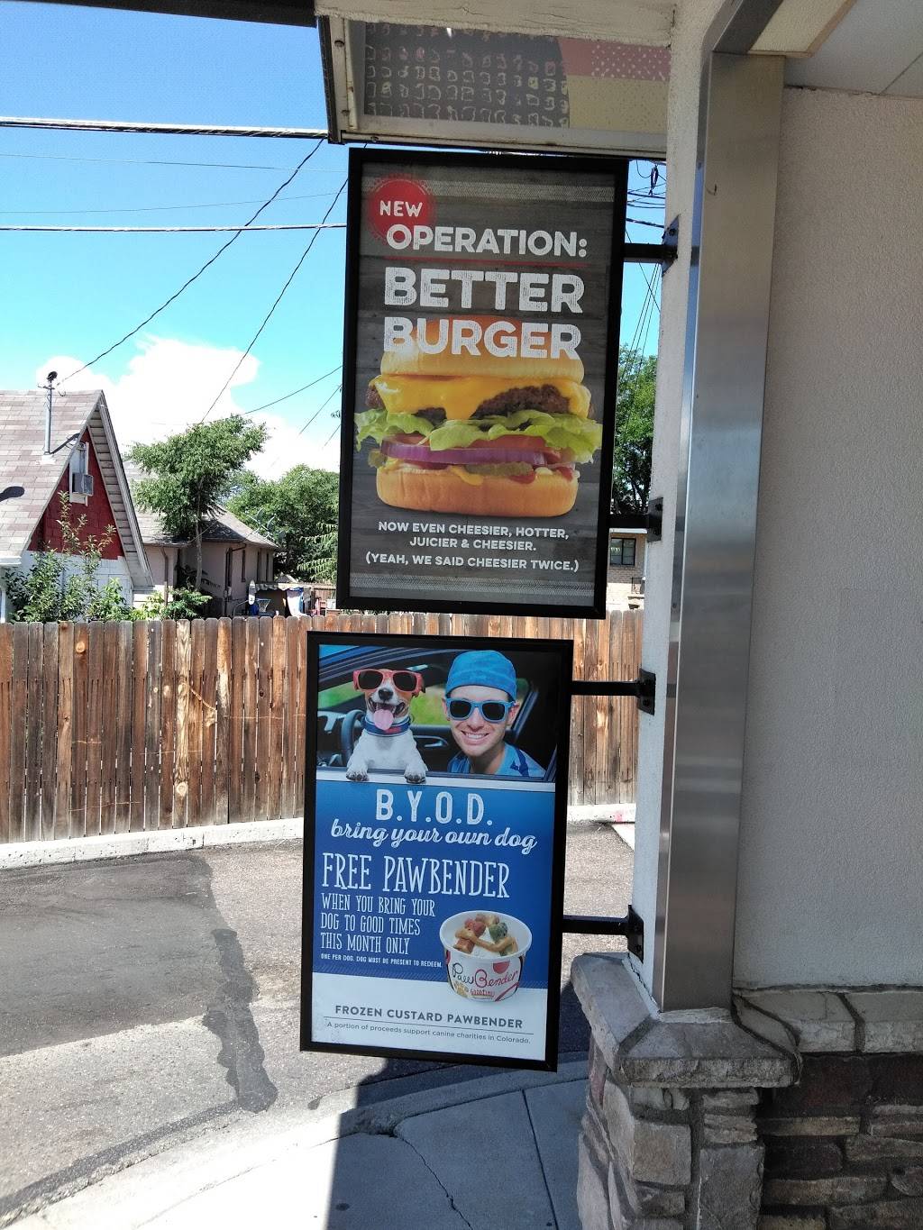 Good Times Burgers & Frozen Custard | 2095 S Broadway, Denver, CO 80210, USA | Phone: (303) 744-9711