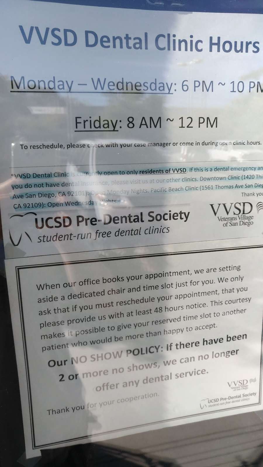 UCSD Student-Run Free Dental Clinic- Veterans Village Clinic | 2152 Kurtz St, San Diego, CA 92110 | Phone: (619) 849-8658