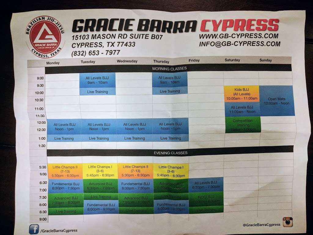 Gracie Barra Cypress | 15103 Mason Road, Suite B07, Cypress, TX 77433, USA | Phone: (832) 653-7977