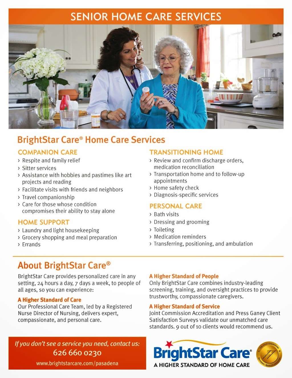 Brightstar Care Pasadena | 650 Sierra Madre Villa Ave #201, Pasadena, CA 91107, USA | Phone: (626) 660-0230