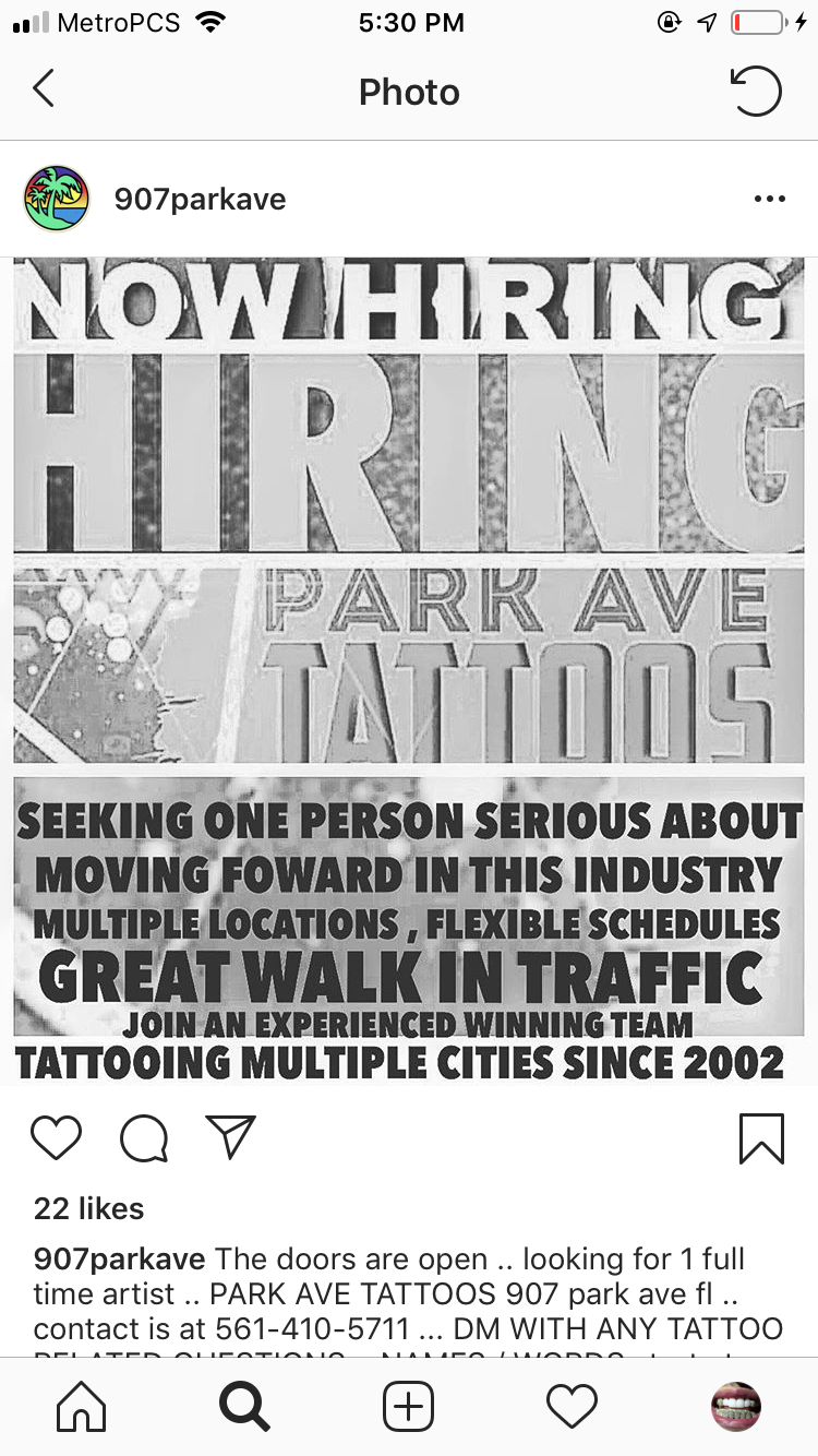 Park ave Tattoos | 907 Park Ave, Lake Park, FL 33403, USA | Phone: (305) 582-3191