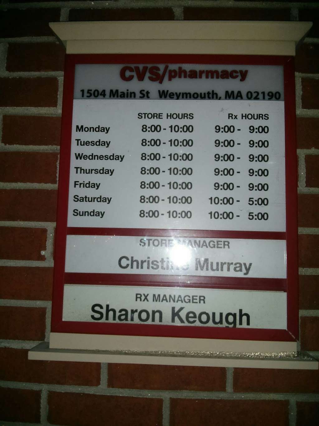 CVS | 1504 Main St, South Weymouth, MA 02190, USA | Phone: (781) 331-2580