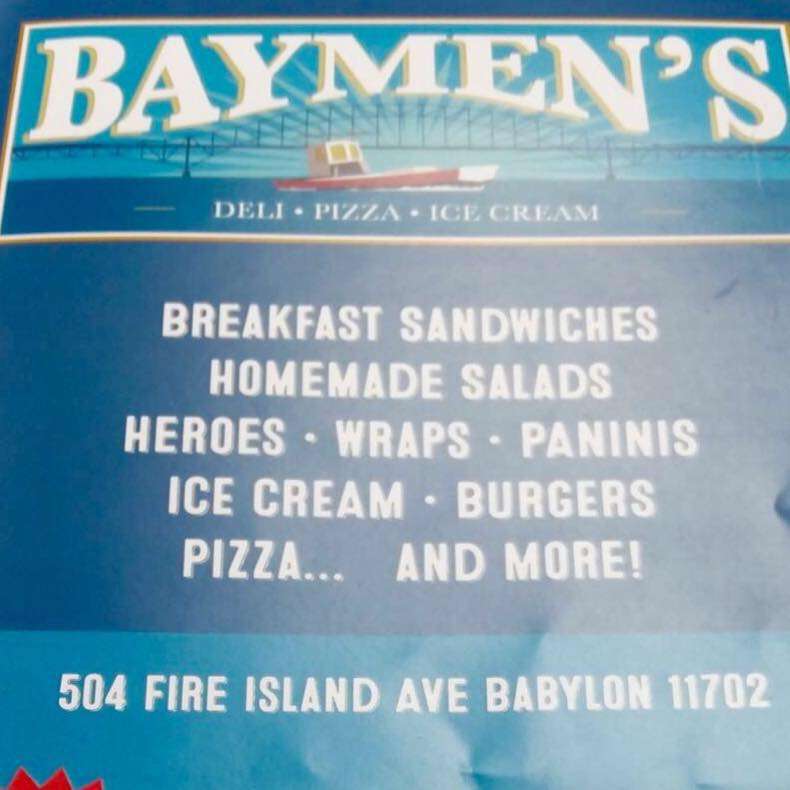 Baymens Deli & Pizza | 504 Fire Island Ave, Babylon, NY 11702, USA | Phone: (631) 482-1467