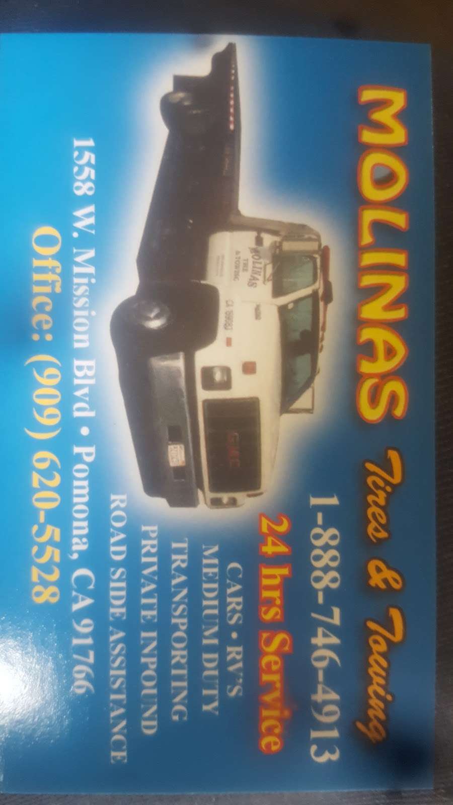 Molinas Tire & Towing | 1558 W Mission Blvd, Pomona, CA 91766, USA | Phone: (909) 620-5528