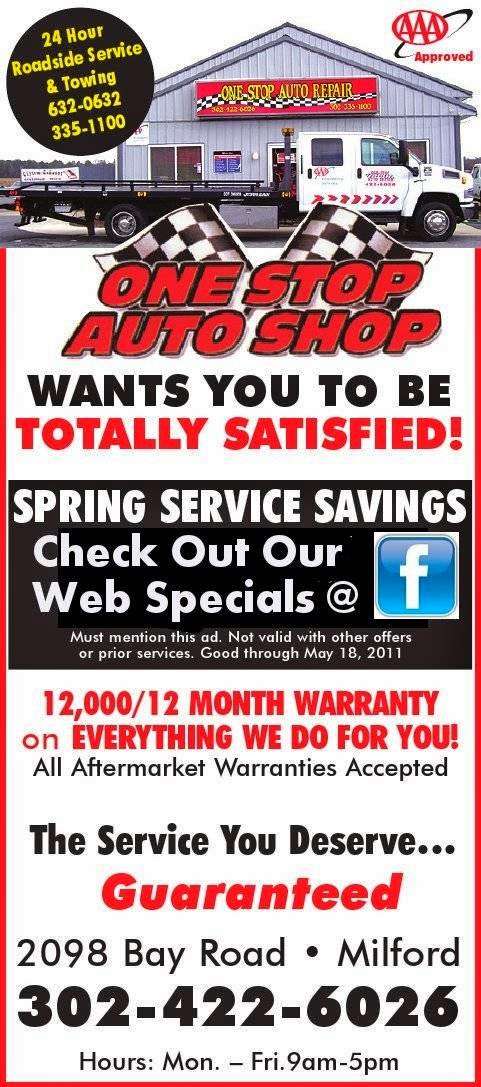 One Stop Auto Shop | 2098 Bay Rd, Milford, DE 19963, USA | Phone: (302) 422-6026