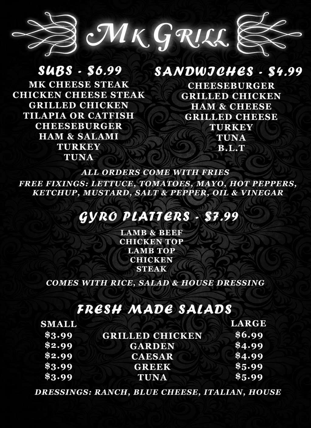 MK Grill | 1724 Woodlawn Dr #9, Gwynn Oak, MD 21207 | Phone: (443) 316-8061