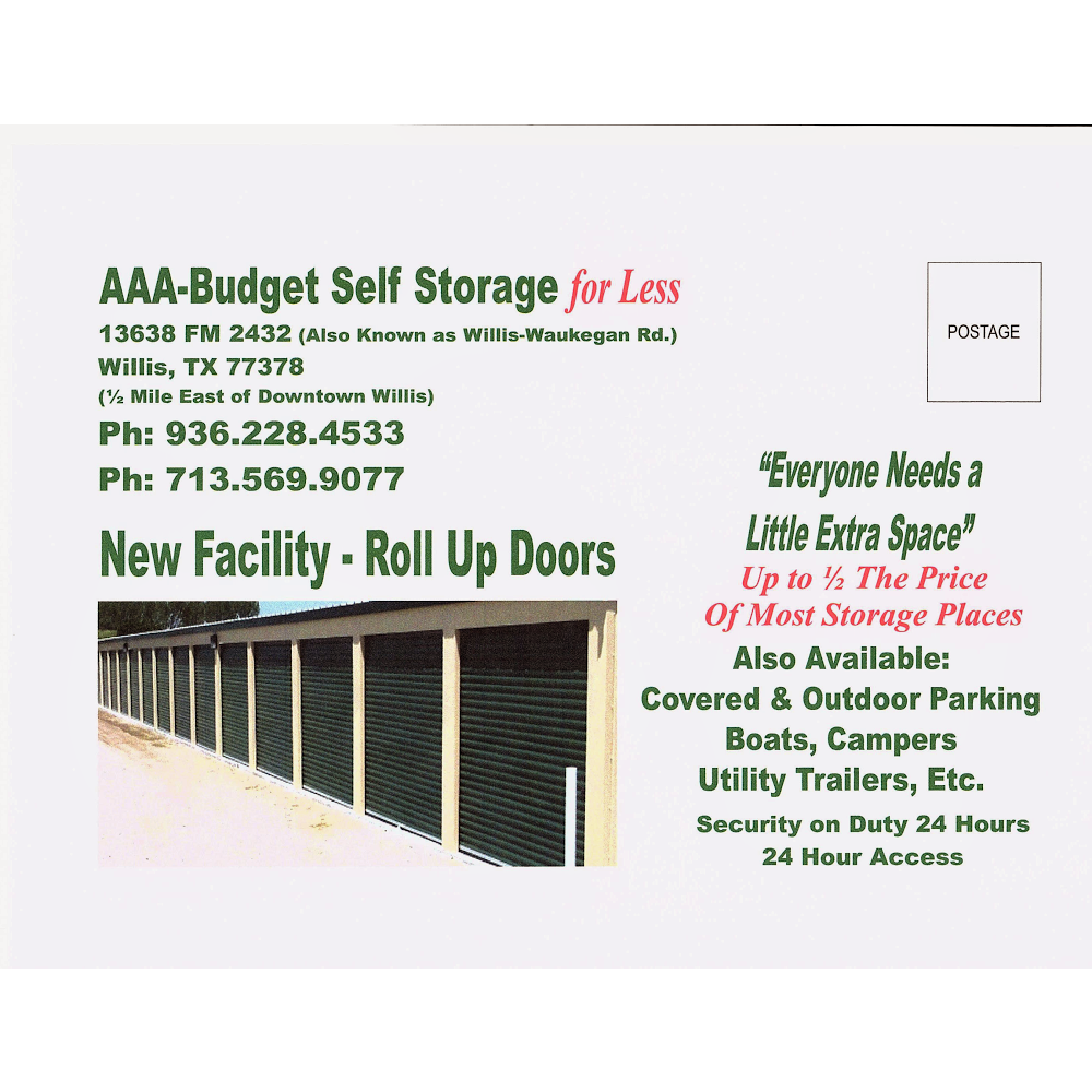 AAA Budget Self Storage | 13638 FM 2432 Road, Willis, TX 77378, USA | Phone: (936) 228-4533