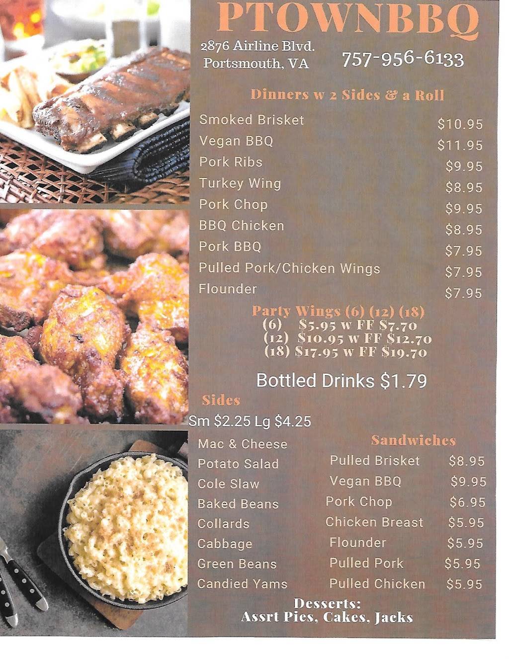 P/TOWN BBQ | 2876 Airline Blvd, Portsmouth, VA 23701, USA | Phone: (757) 956-6133