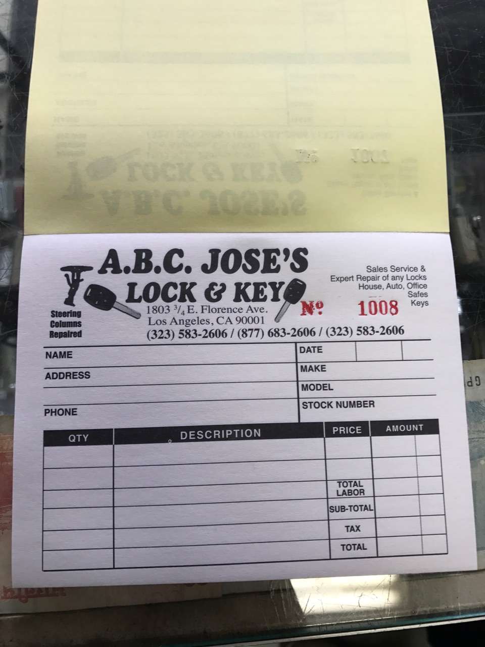 ABC Joses Lock & key | 1803 3/4 E Florence Ave, Los Angeles, CA 90001, USA | Phone: (323) 309-8431