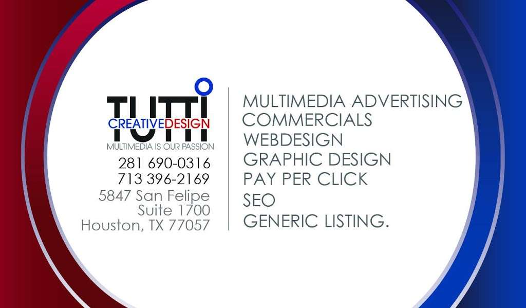 TUTTI CREATIVE DESIGN | 5847 San Felipe St STE 1700, Houston, TX 77057, USA | Phone: (281) 690-0316