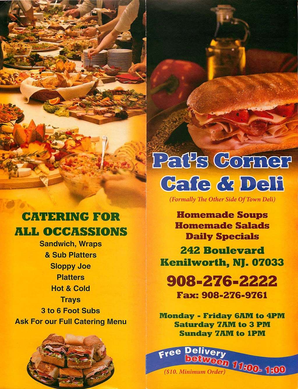 Pats Corner Cafe & Deli | 242 Boulevard, Kenilworth, NJ 07033 | Phone: (908) 276-2222