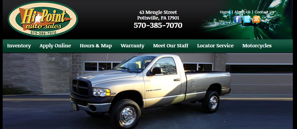 Hi Point Auto Sales | 8864, 43 Mengle St, Pottsville, PA 17901, USA | Phone: (570) 385-7070