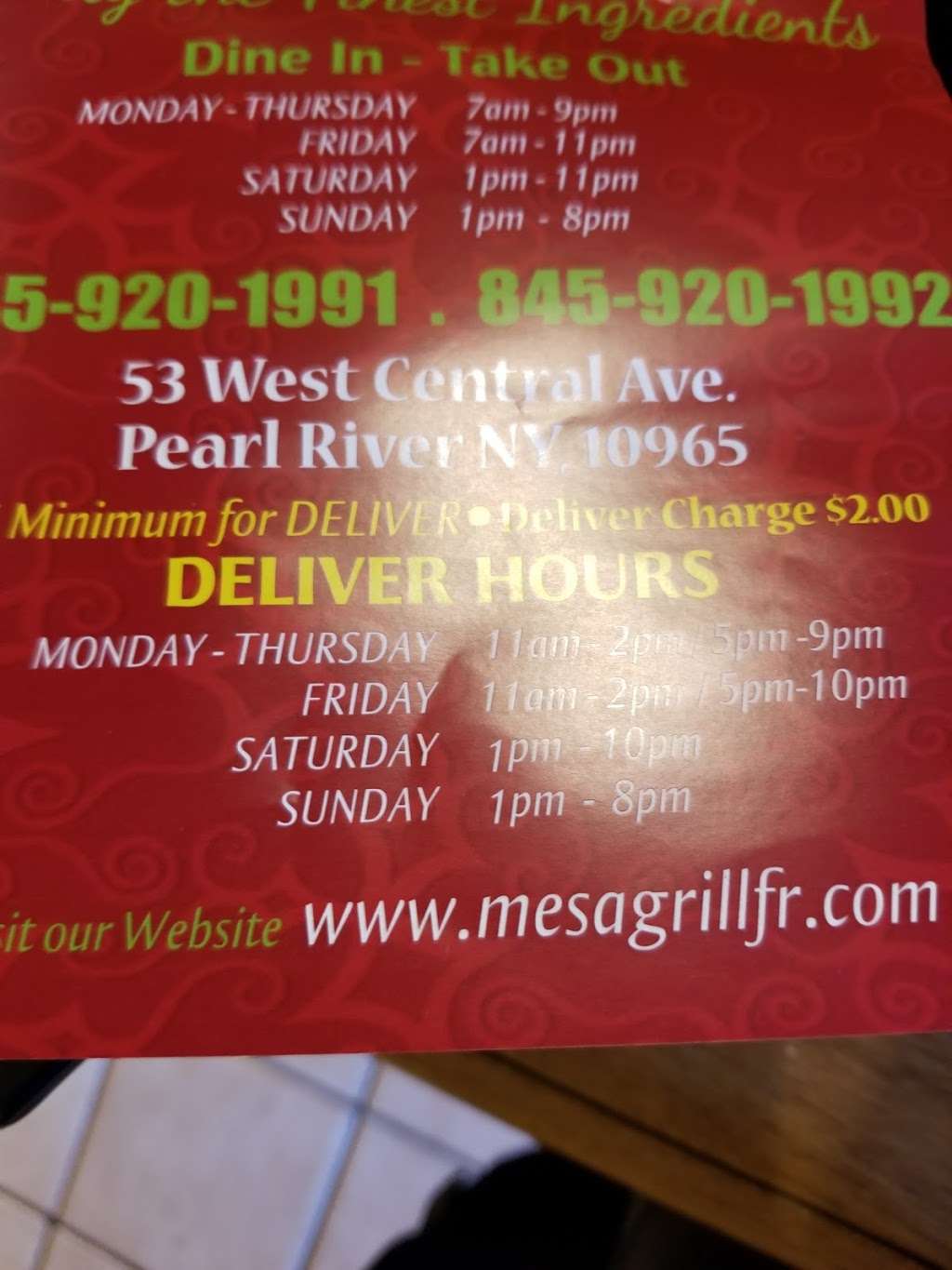 Mesa Grill | 53 W Central Ave, Pearl River, NY 10965 | Phone: (845) 920-1991