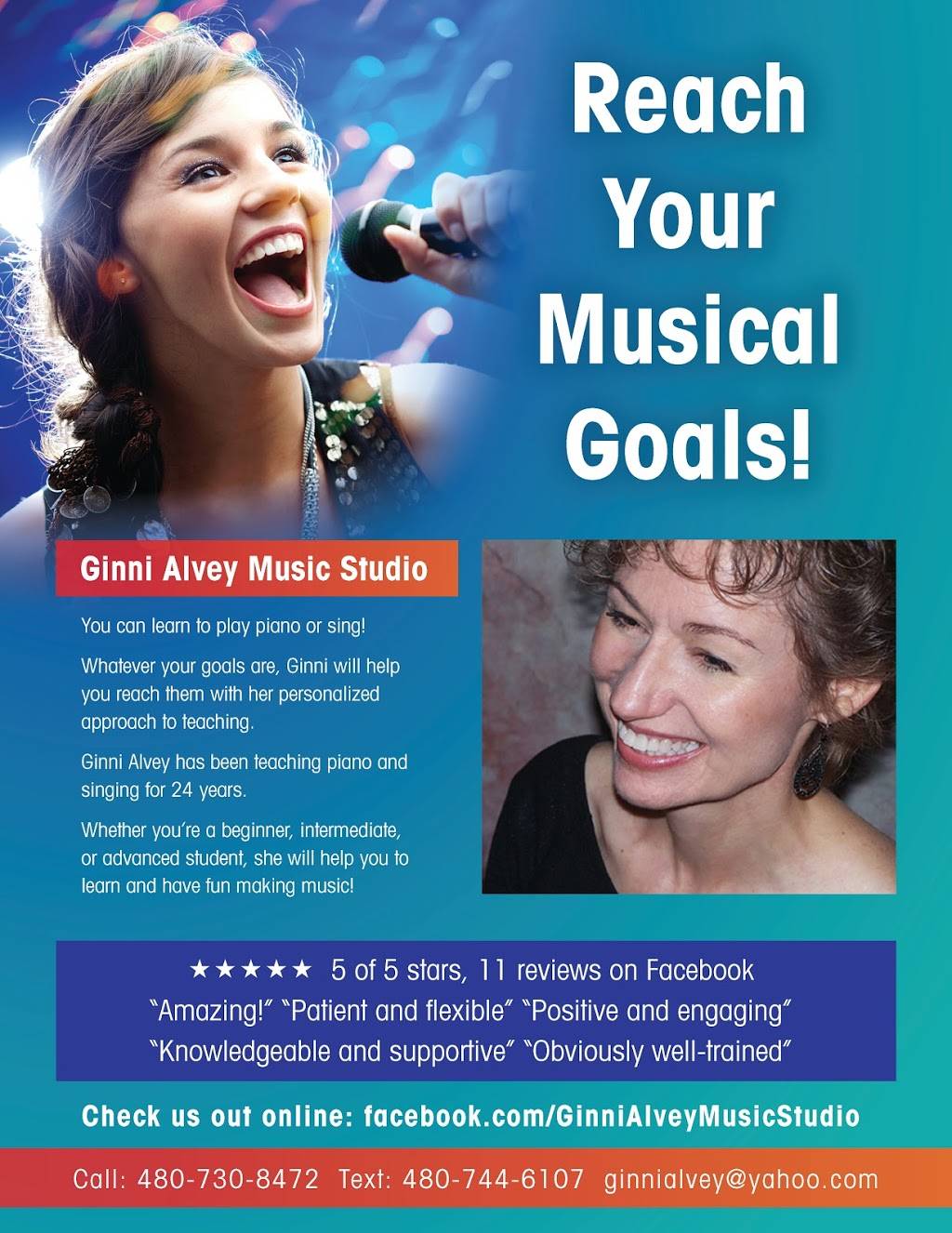 Ginni Alvey Music Studio | 1345 N Lakeshore Dr, Chandler, AZ 85226, USA | Phone: (480) 730-8472