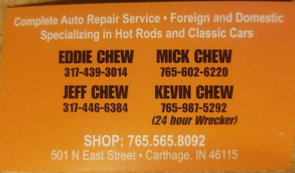 Chews Garage | 501 N East St, Carthage, IN 46115, USA | Phone: (765) 565-8092