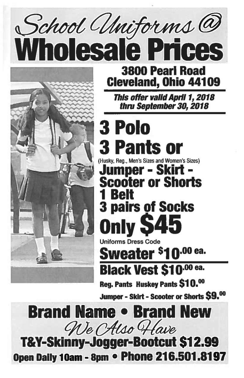 School Uniforms | 3800 Pearl Rd, Cleveland, OH 44109, USA | Phone: (216) 501-8197