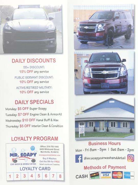 Mr. Soapy Car Wash & Detail | 8450 Whitcomb St, Merrillville, IN 46410, USA | Phone: (219) 750-1440