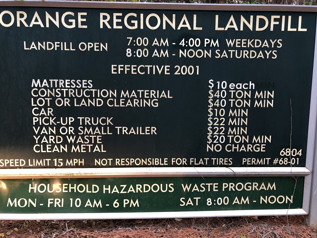 Orange County Landfill | 1514 Eubanks Rd, Chapel Hill, NC 27516 | Phone: (919) 932-2989