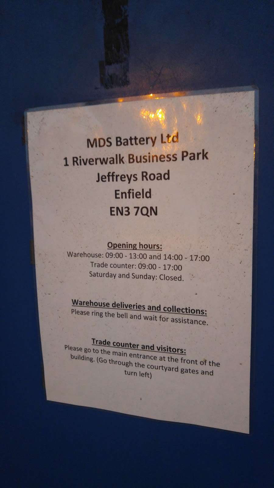 MDS Battery Ltd | Unit 1, Riverwalk Business Park, Jeffreys Road, Enfield EN3 7QN, UK | Phone: 0800 310 2100