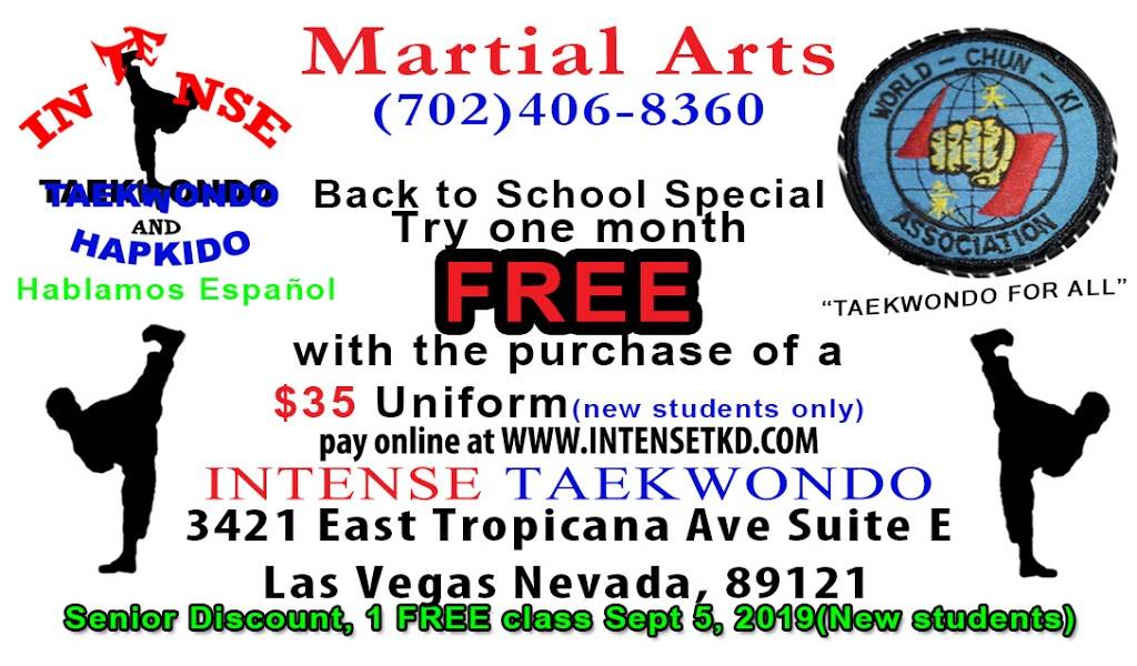 Intense Taekwondo | 3421 E Tropicana Ave, Las Vegas, NV 89121, USA | Phone: (702) 406-8360