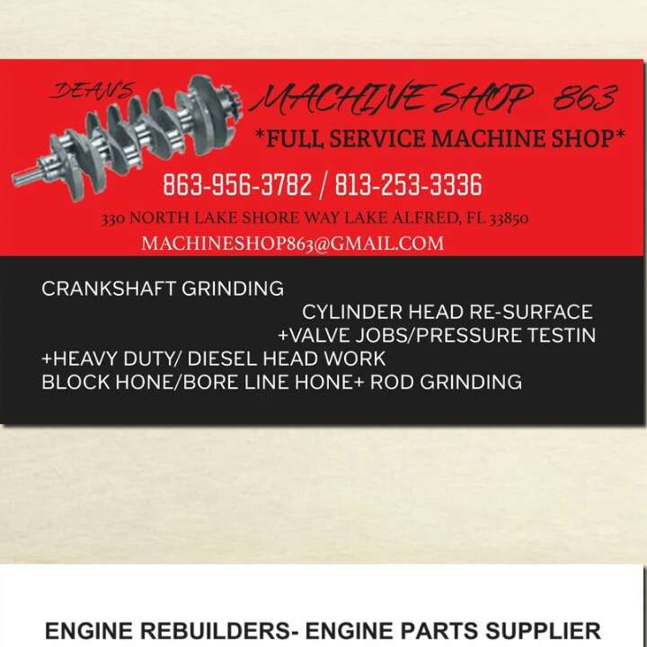 Deans machine shop 863 | 330 N Lake Shore Way, Lake Alfred, FL 33850, USA | Phone: (863) 956-3782