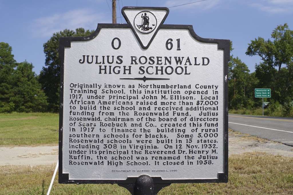 Julius Rosenwald High School | 19602 Northumberland Hwy, Reedville, VA 22539