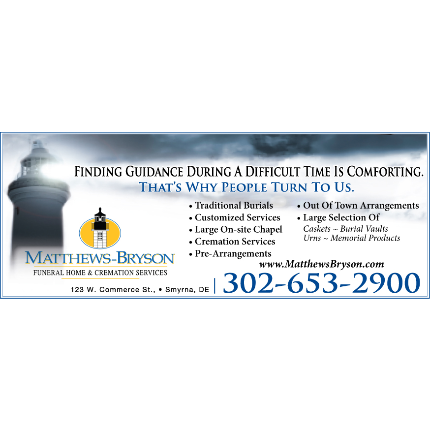 Matthews-Bryson Funeral Home and Cremation Services | 123 W Commerce St, Smyrna, DE 19977 | Phone: (302) 653-2900