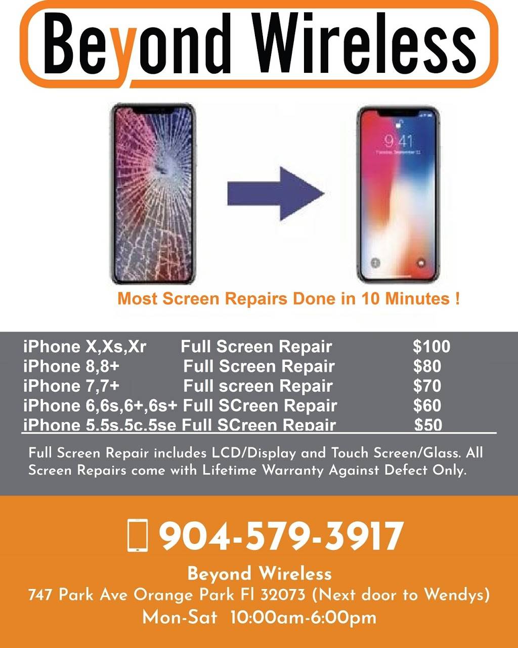 Beyond Wireless iPhone Repair | 747 Park Ave, Orange Park, FL 32073 | Phone: (904) 579-3917