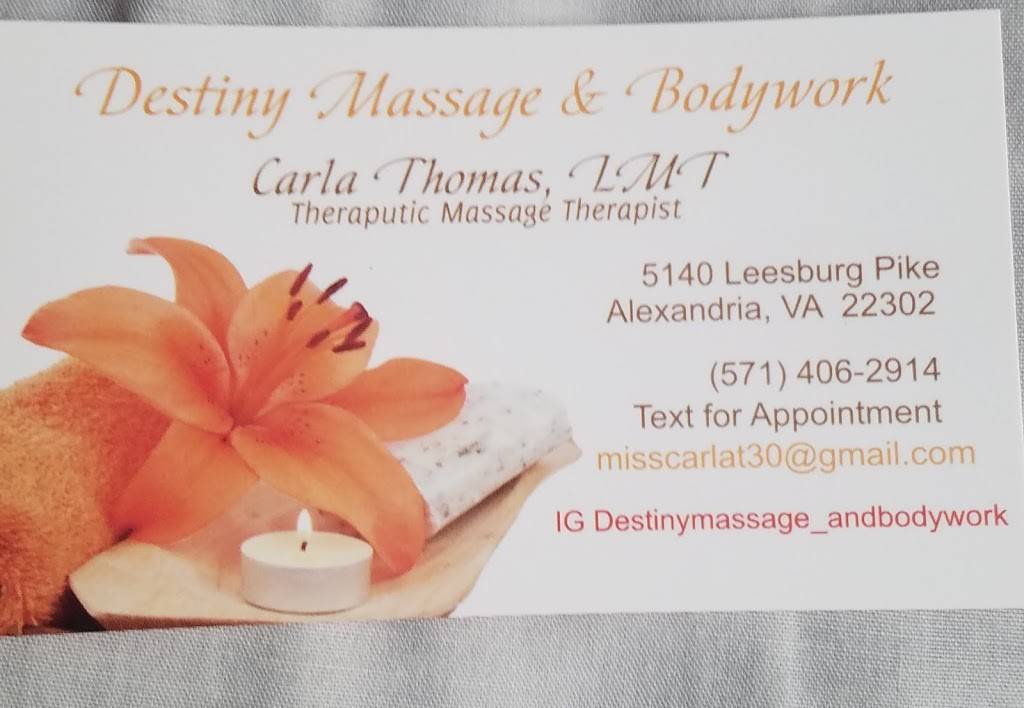 Destiny Massage and Bodywork | Inside Jolimia Salon, 5140 Leesburg Pike, Alexandria, VA 22302 | Phone: (571) 406-2914