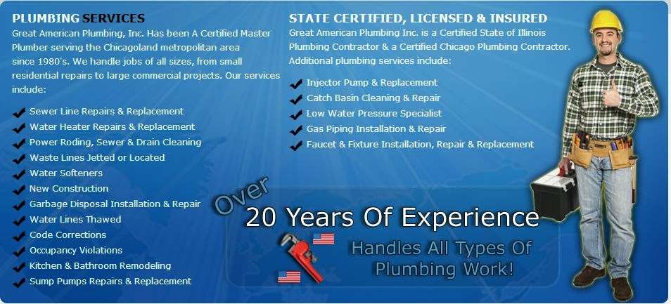 Great American Plumbing, Inc | 8519 Candlelight Dr W, Willow Springs, IL 60480 | Phone: (773) 517-5760