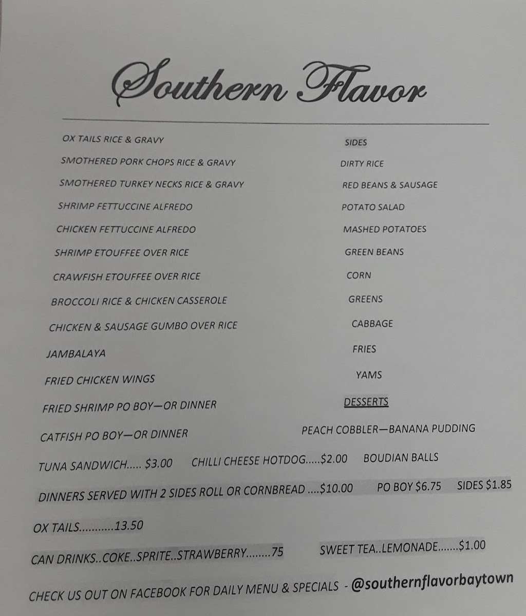 Southern Flavor | 1020 Decker Dr, Baytown, TX 77520, USA | Phone: (832) 398-5468