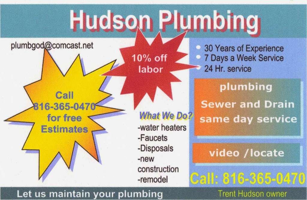 Hudson Plumbing | 3924 S Milton Dr, Independence, MO 64055, USA | Phone: (816) 365-0470